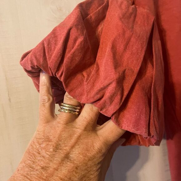 Frye short sleeve bell sleeve orange rust top round neck low back size small‎ - Picture 4 of 9